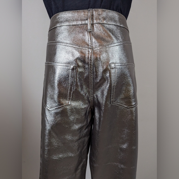 ALIX NYC x Revolve Gray Metallic Pants Size Large High Rise Straight Leg Faux - Picture 11 of 12